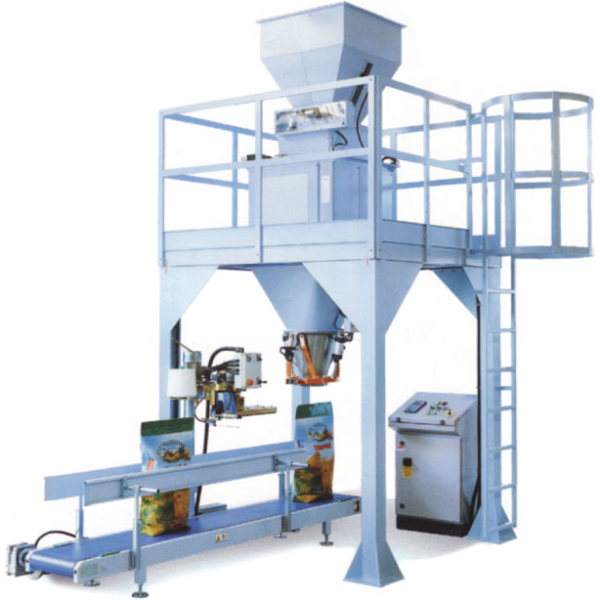 Система с весом нетто для мешков с открытой горловиной и линией зашивки