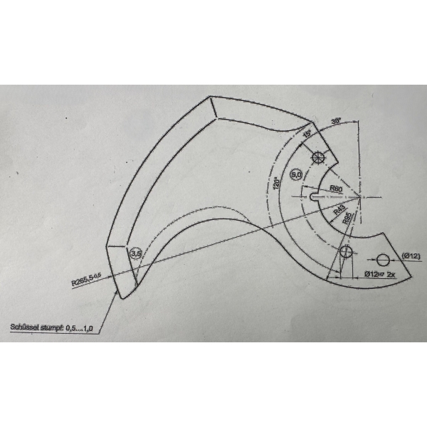 Куттерный нож laska flema 200 liter FLR, радиус 265мм