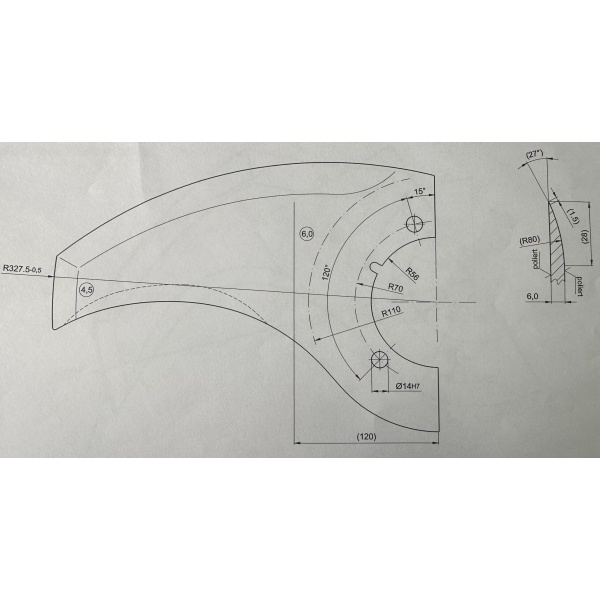 Куттерный нож laska flema 330 u3 r-327 мм (laska k320 flt)