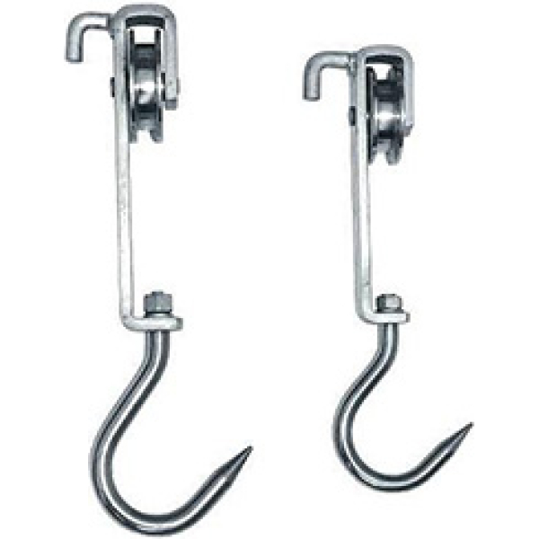 Роликовый крюк для полосового пути, горячеоцинкованный на подшипниках, подвеска из горячеоцинкованной стали, крюк из нержавеющей стали 250 кг.